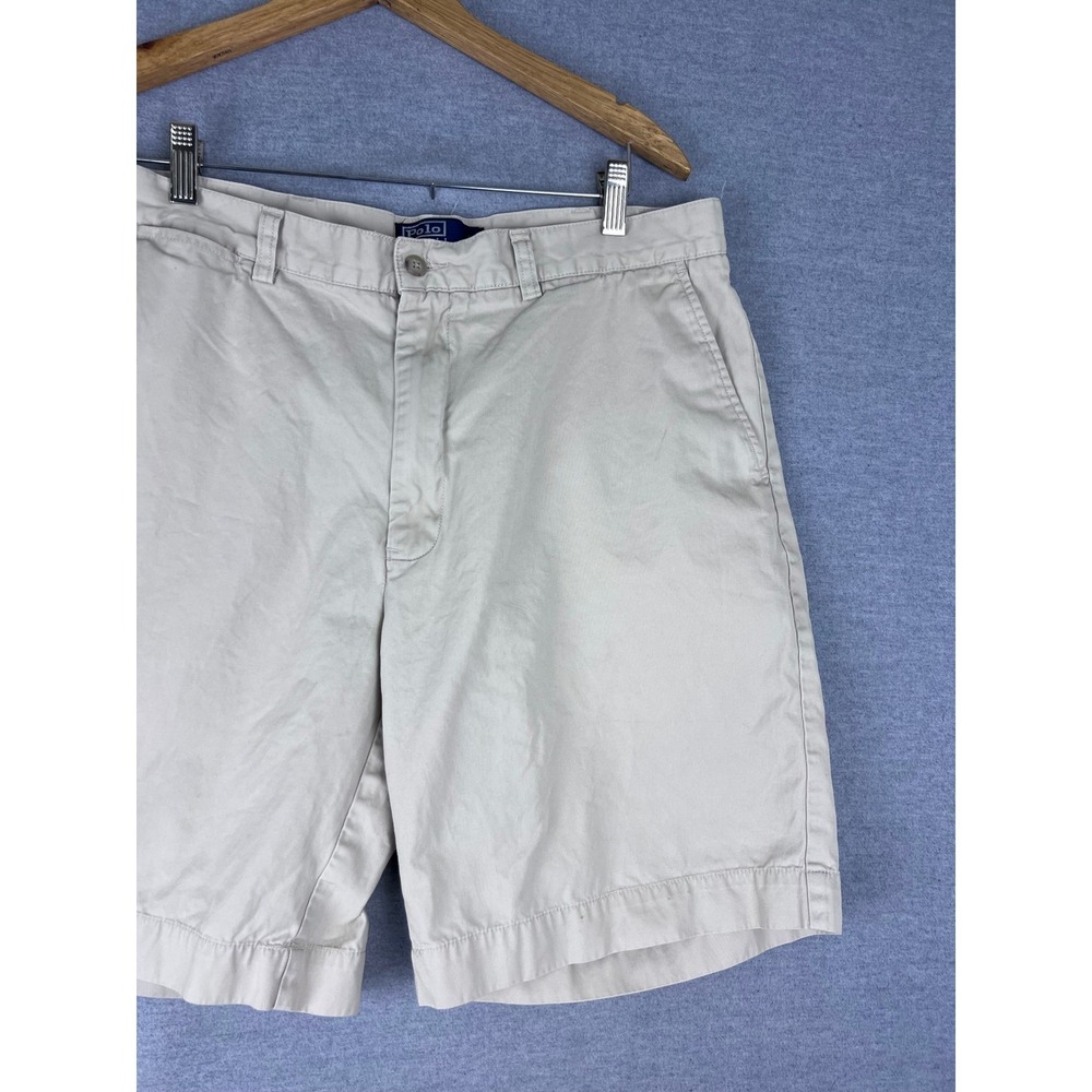Polo Ralph Lauren Mens Khaki Chino Shorts 100% Cotton Tan Flat Front Size 33